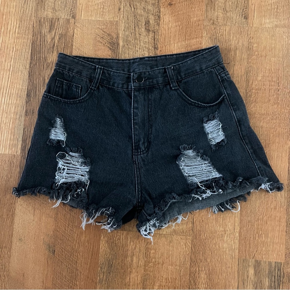 Women’s black distressed Jean shorts